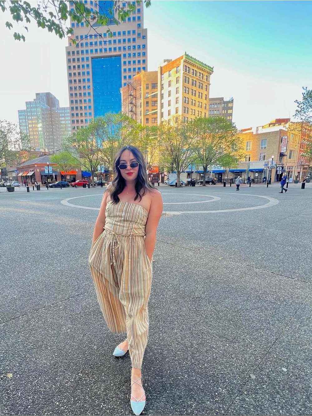 Free People Striped Strapless Linen-Blend Jumpsuit